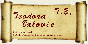 Teodora Balović vizit kartica
